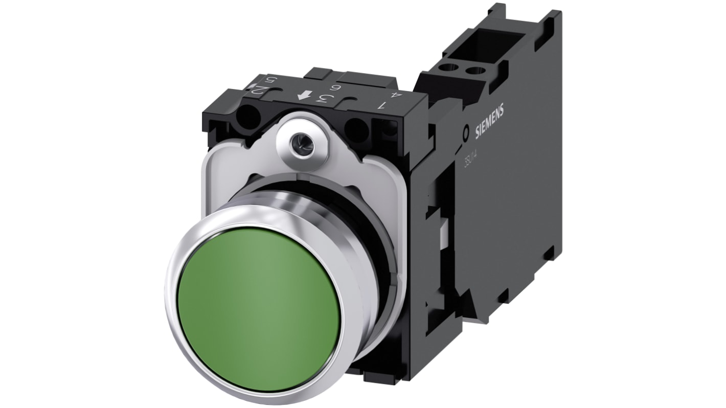 Siemens 按钮开关, Φ22mm开孔, 绿色圆形塑料, SPST, IP66, IP67, IP69(IP69K), SIRIUS ACT 3SU11系列