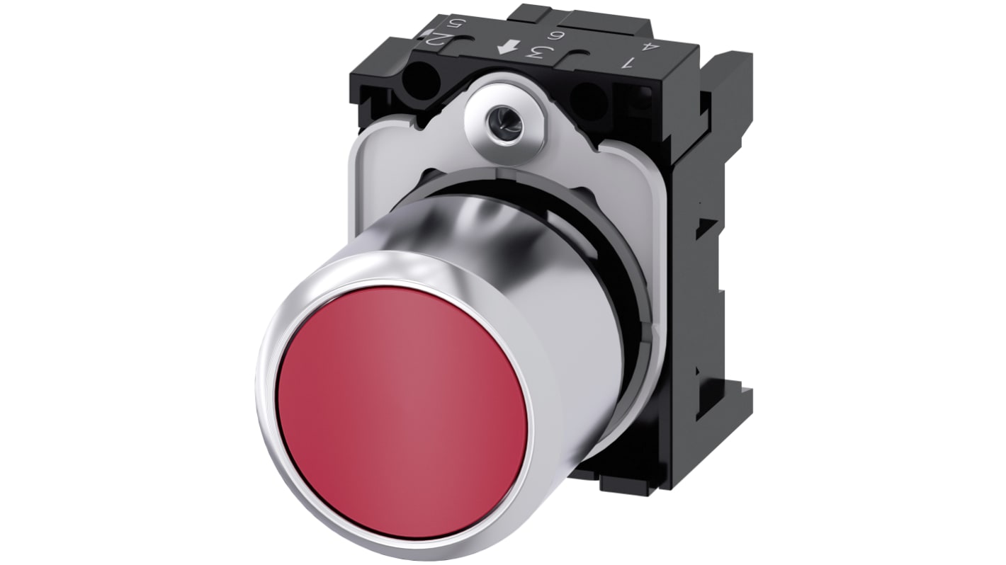 Siemens 红色圆形按钮, Φ22mm开孔, Φ29.5mm按钮, 瞬时, IP66, IP67, IP69K, SIRIUS ACT 3SU12系列