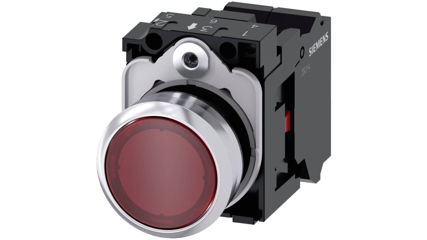 Siemens SIRIUS ACT 3SU11 Series Illuminated Push Button Complete Unit, 22mm Cutout, SPST, IP66, IP67, IP69(IP69K)
