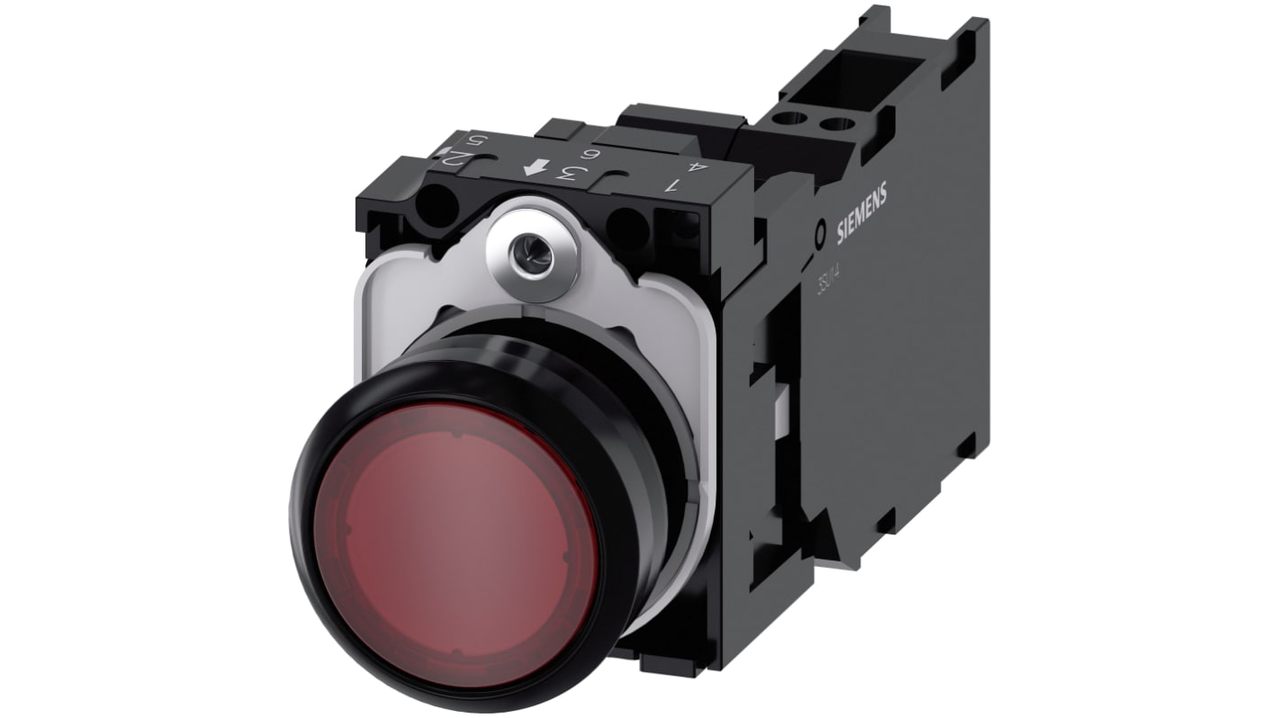 Siemens 带灯按钮开关, Φ22mm开孔, 红色圆形塑料, SPST, IP66, IP67, IP69(IP69K), SIRIUS ACT 3SU11系列