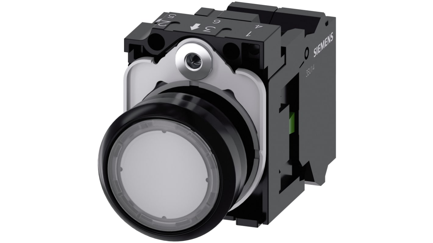 Siemens 带灯按钮开关, Φ22mm开孔, 透明圆形塑料, 单刀单掷, IP66, IP67, IP69(IP69K), SIRIUS ACT 3SU11系列