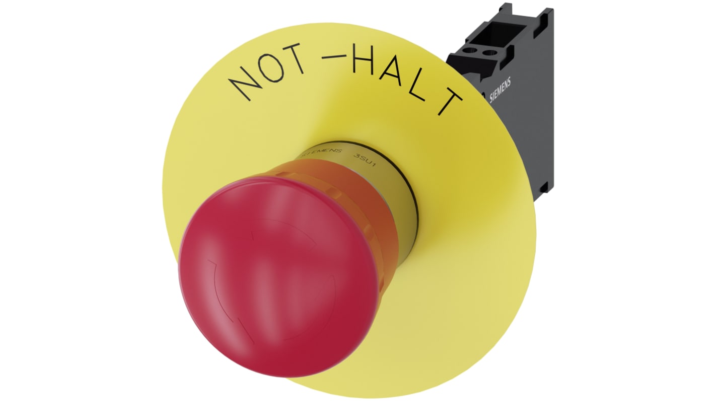 Siemens SIRIUS ACT 3SU11 Series Twist Release Emergency Stop Push Button, Panel Mount, 22mm Cutout, SPDT, IP66, IP67,