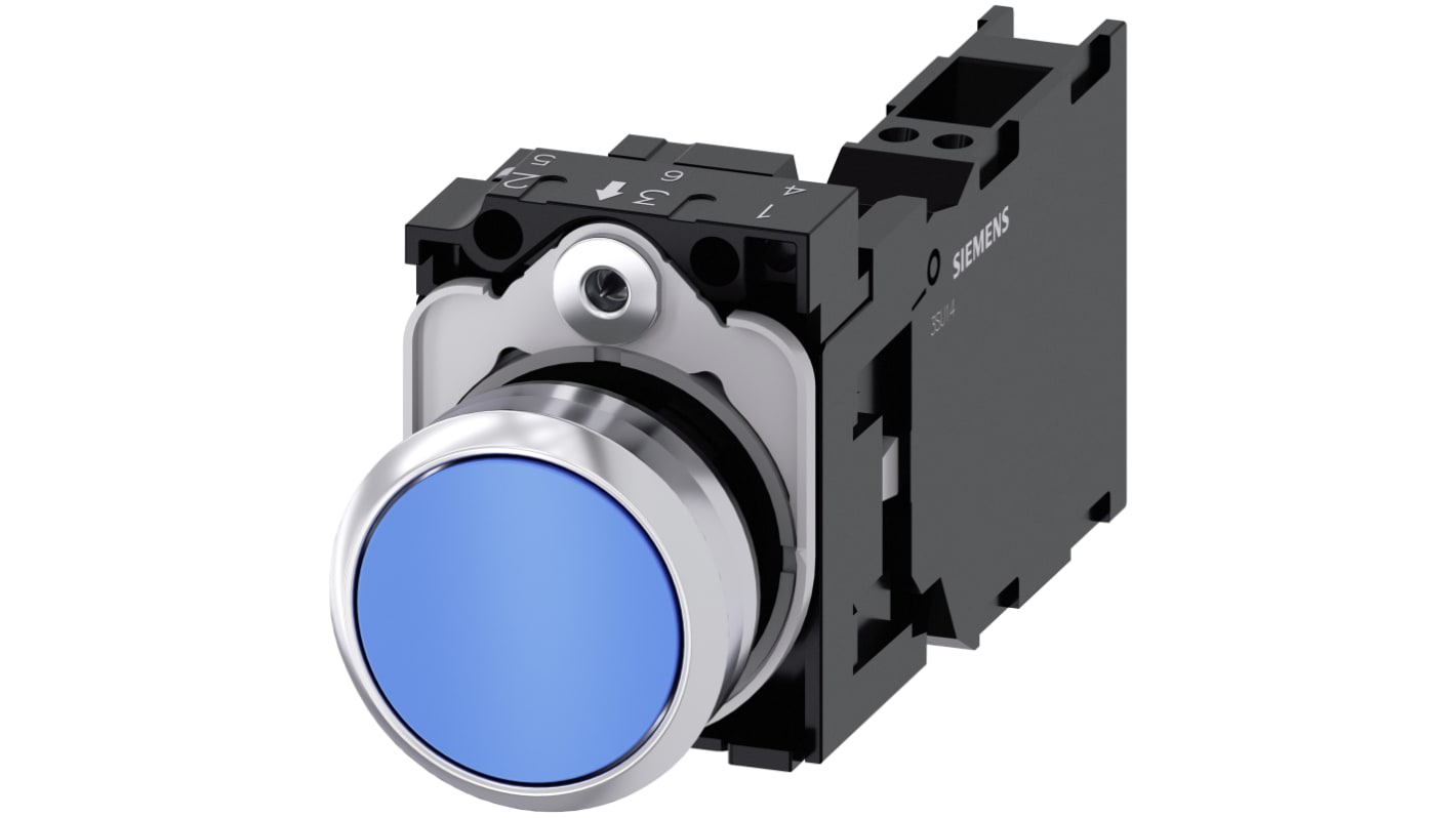 Siemens 按钮开关, Φ22mm开孔, 蓝色圆形塑料, SPST, IP66, IP67, IP69(IP69K), SIRIUS ACT 3SU11系列