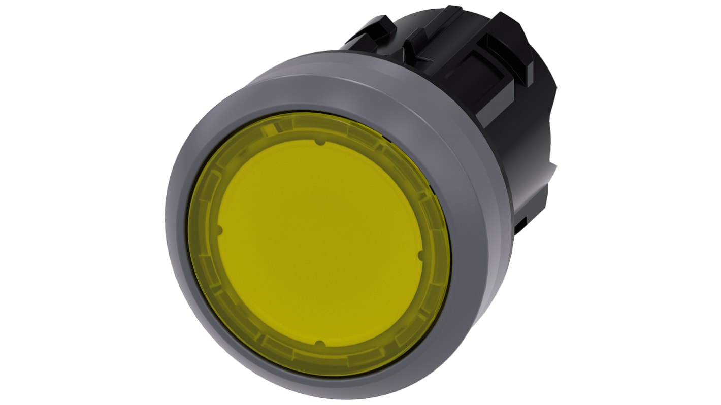 Siemens SIRIUS ACT Series Yellow Latching Push Button Head, 22mm Cutout, IP66, IP67, IP69K