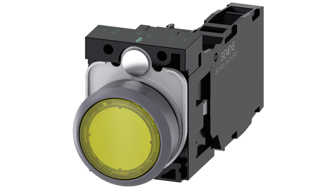 Siemens SIRIUS ACT Series Illuminated Push Button Complete Unit, 22mm Cutout, SPST, SPST, IP66, IP67, IP69(IP69K)