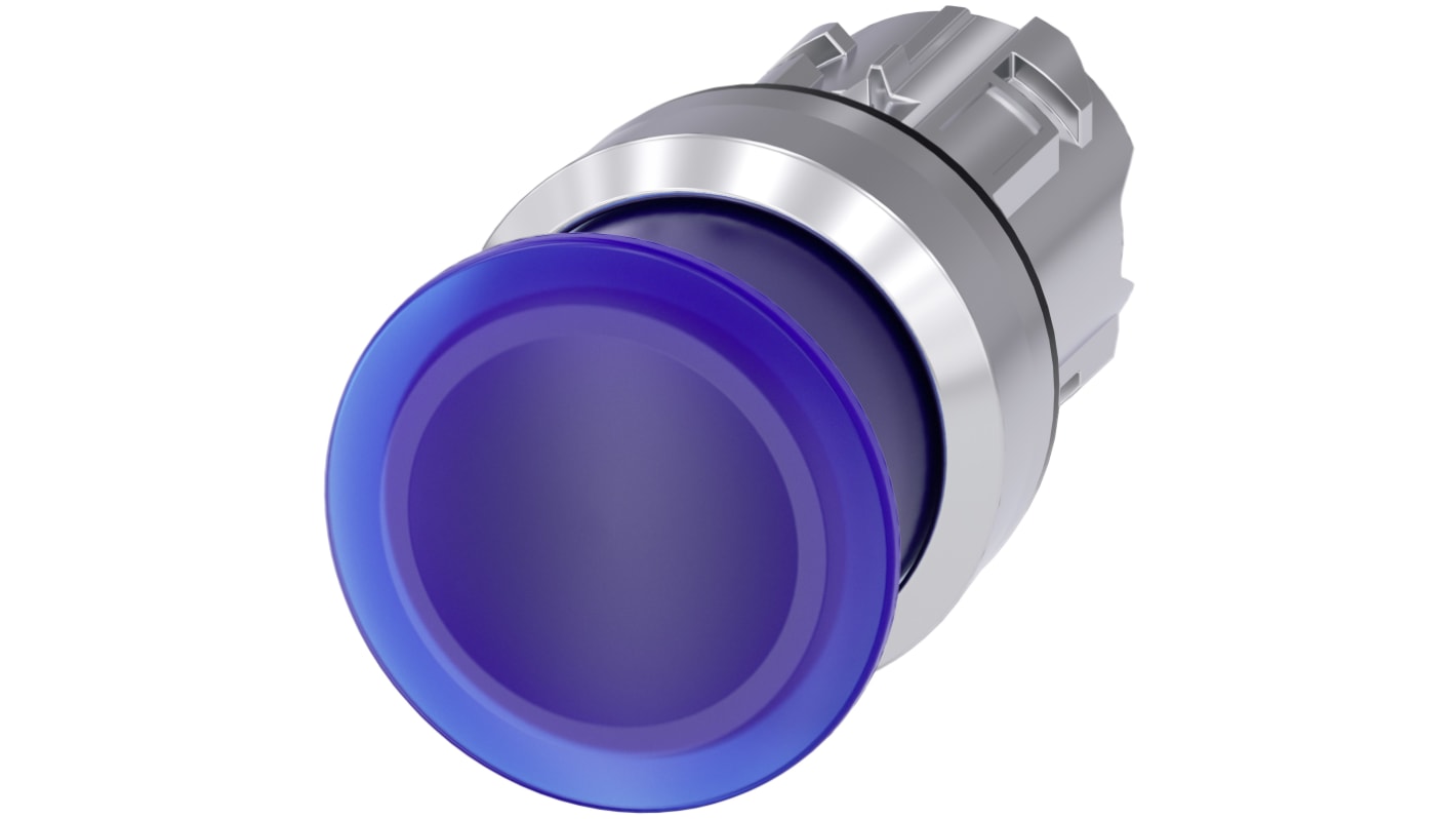 Siemens 蓝色圆形按钮头, Φ22mm开孔, Φ30mm按钮, 瞬时, IP66, IP67, IP69K, SIRIUS ACT 3SU10系列