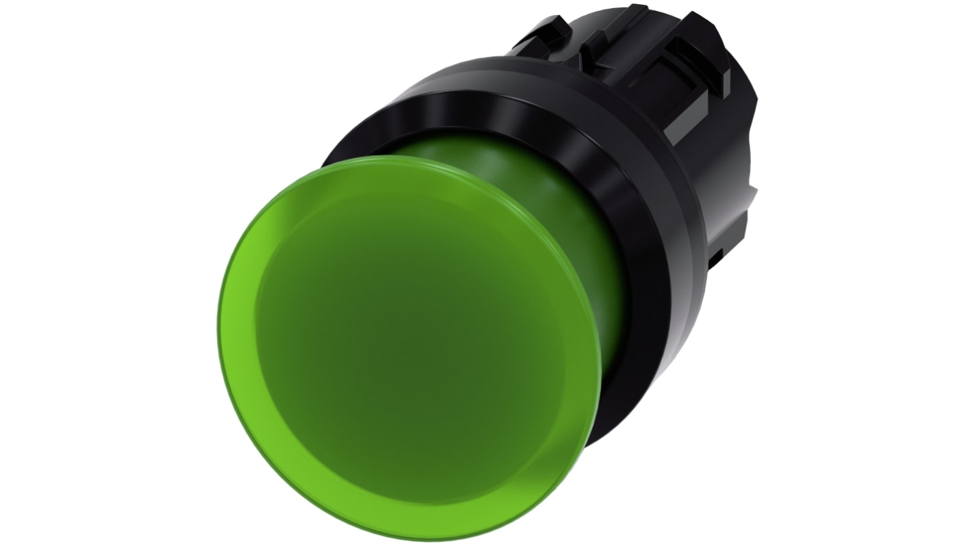 Siemens 绿色圆形按钮头, Φ22mm开孔, Φ30mm按钮, 瞬时, IP66, IP67, IP69K, SIRIUS ACT 3SU10系列