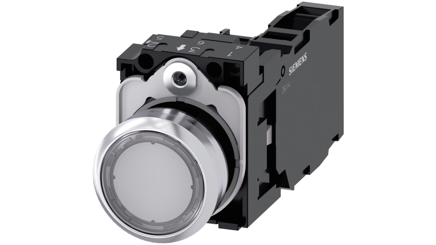 Siemens SIRIUS ACT 3SU11 Series Illuminated Push Button Complete Unit, 22mm Cutout, SPST, IP66, IP67, IP69(IP69K)