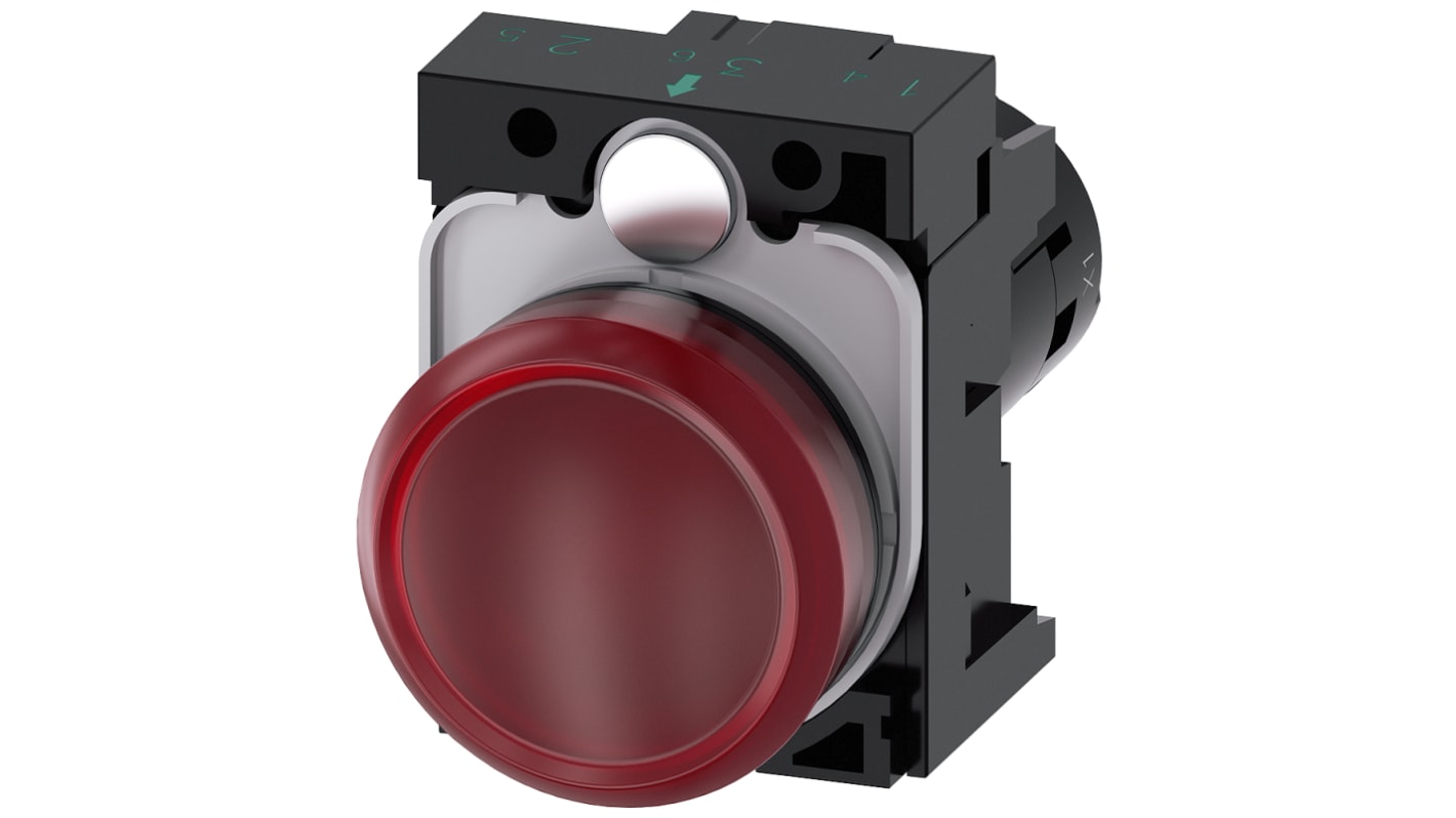 Siemens, SIRIUS ACT, Panel Mount Red LED Indicator, 22mm Cutout, Round, 24V ac/dc