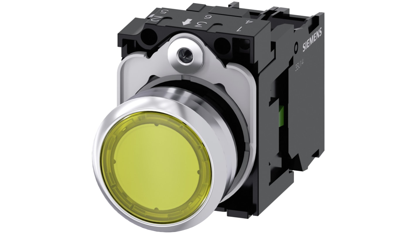 Siemens SIRIUS ACT 3SU11 Series Illuminated Push Button Complete Unit, 22mm Cutout, SPST, IP66, IP67, IP69(IP69K)