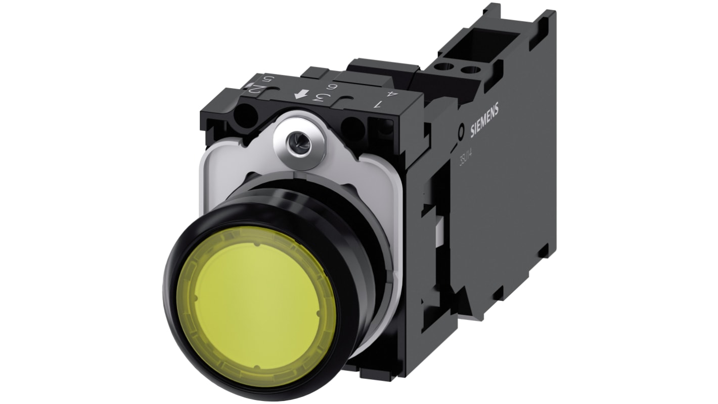 Siemens SIRIUS ACT 3SU11 Series Illuminated Push Button Complete Unit, 22mm Cutout, SPST, IP66, IP67, IP69(IP69K)