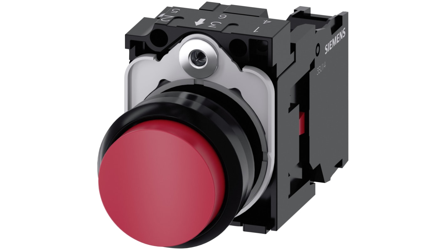 Siemens 按钮开关, Φ22mm开孔, 红色圆形塑料, 单刀单掷, IP66, IP67, IP69(IP69K), SIRIUS ACT 3SU11系列