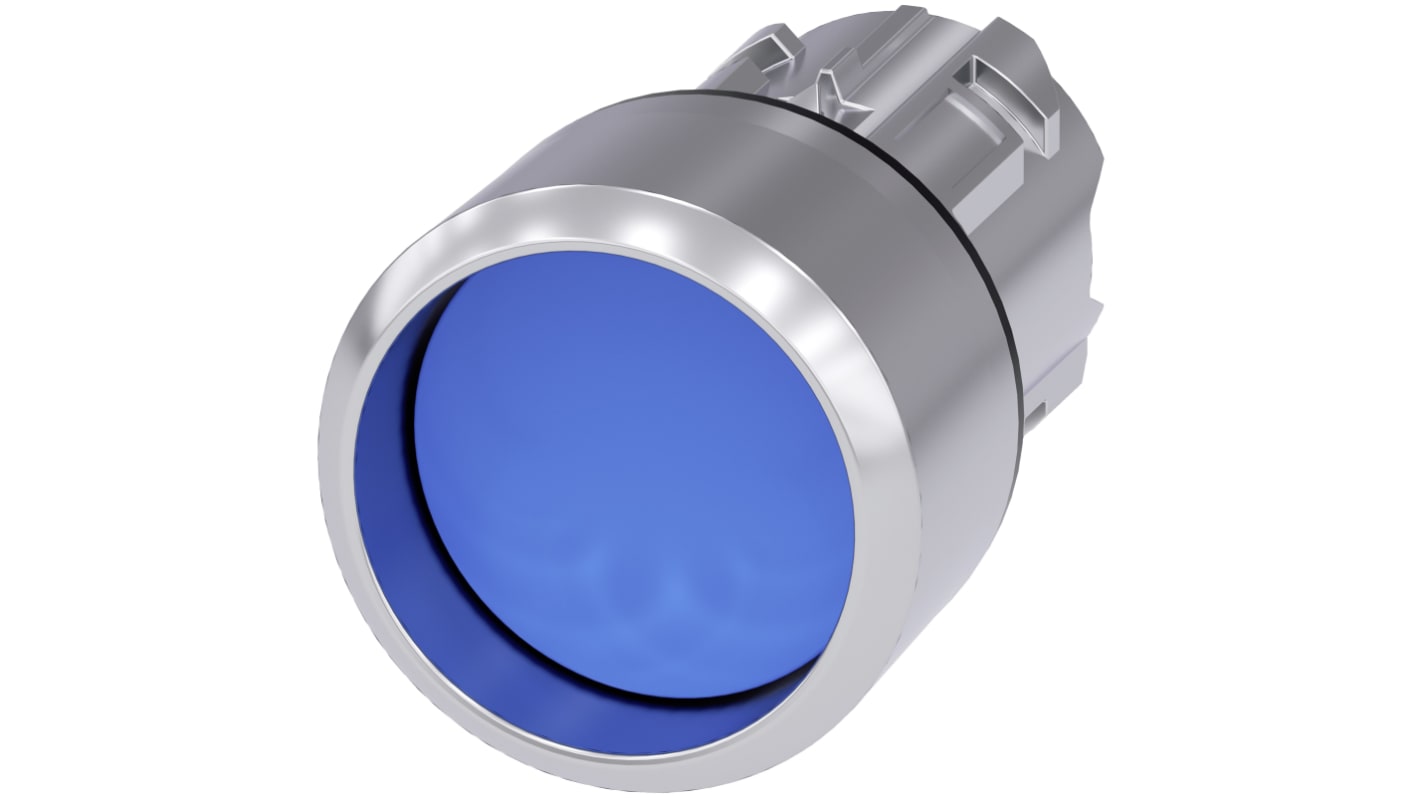 Cabezal de pulsador Siemens serie SIRIUS ACT, Ø 22mm, de color Azul, Momentáneo, IP66, IP67, IP69K