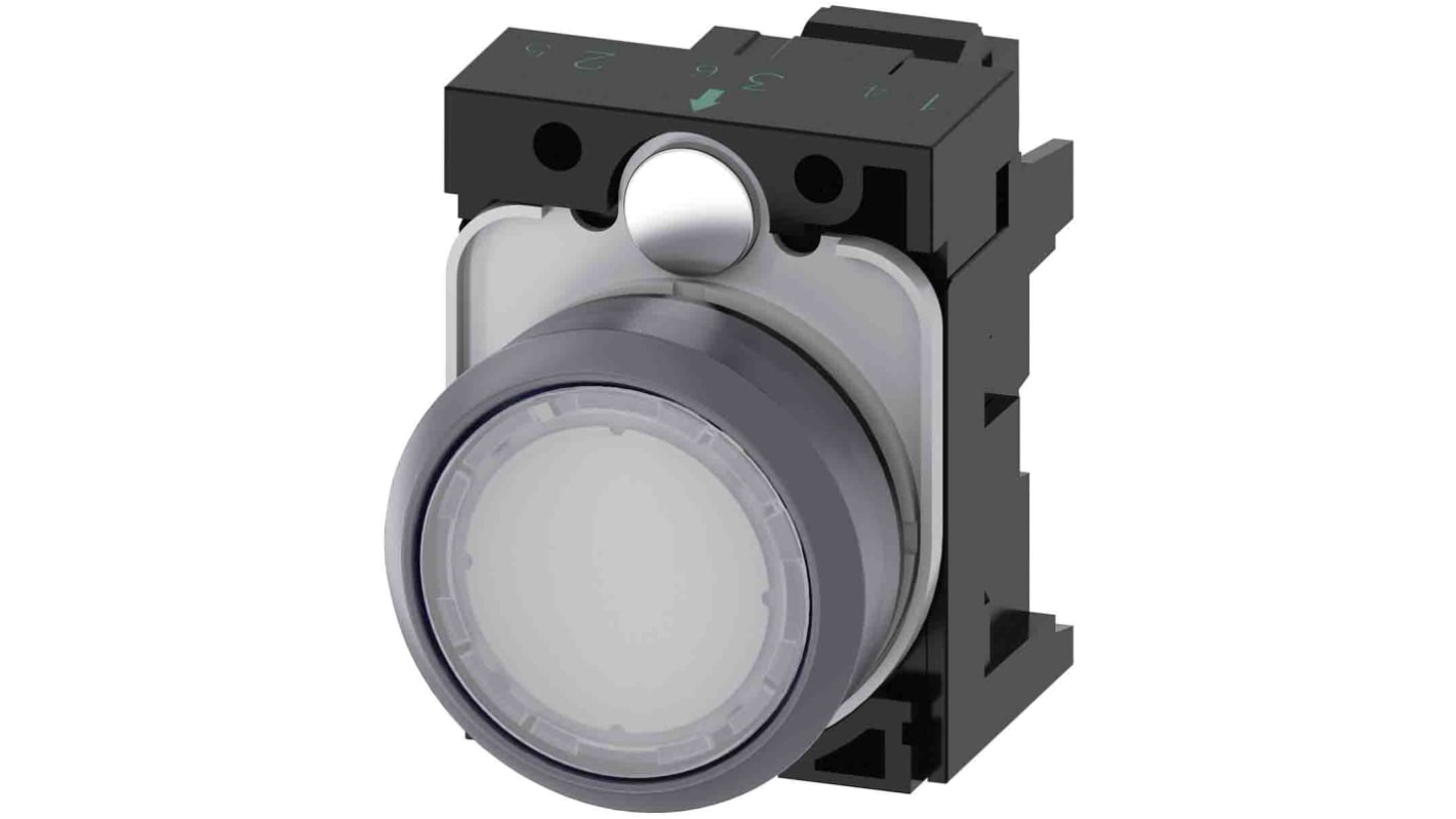 Siemens, SIRIUS ACT, Panel Mount White LED Indicator, 22mm Cutout, Round, 24V ac/dc