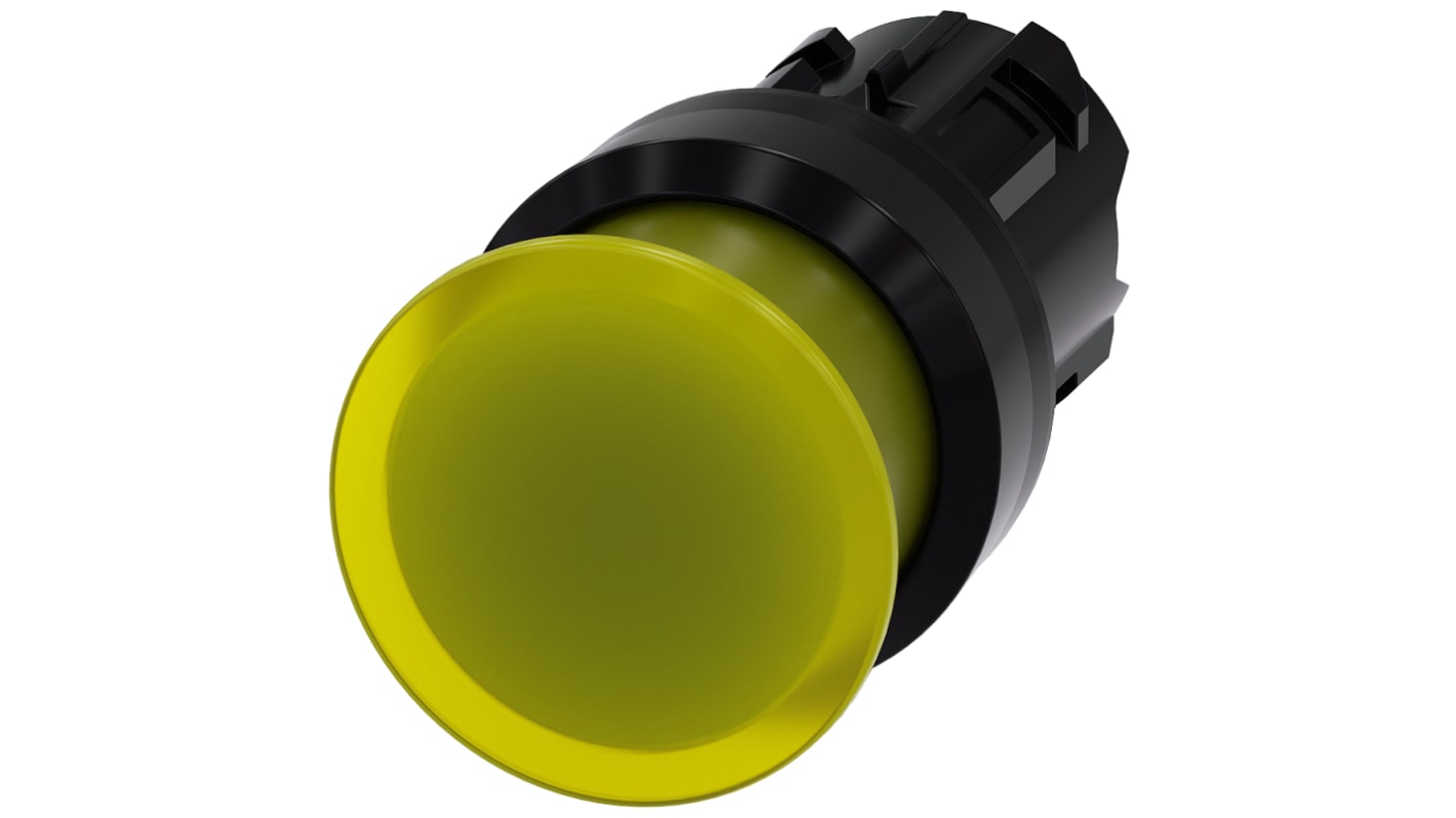 Cabezal de pulsador Siemens serie SIRIUS ACT, Ø 22mm, de color Amarillo, Momentáneo, IP66, IP67, IP69K