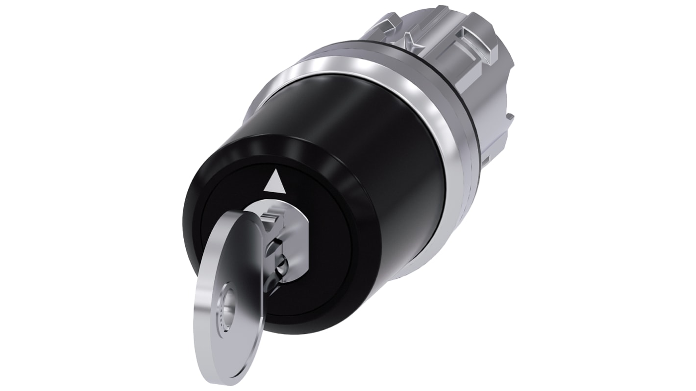 Siemens SIRIUS ACT 3SU10 3-position Key Switch Head, Latching, 22mm Cutout