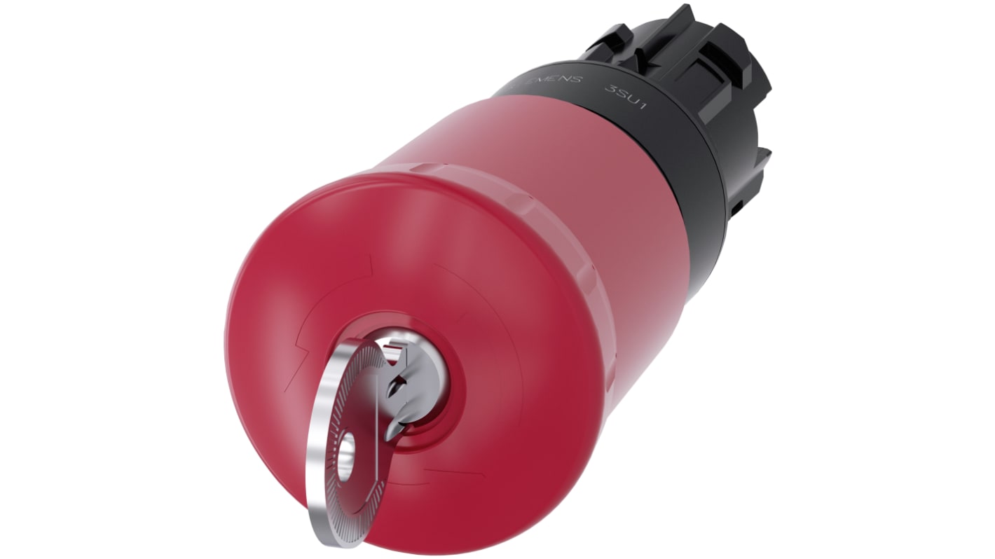 Siemens Φ22mm急停按钮头, 塑料制, 钥匙释放, IP66、 IP67， IP69防护等级