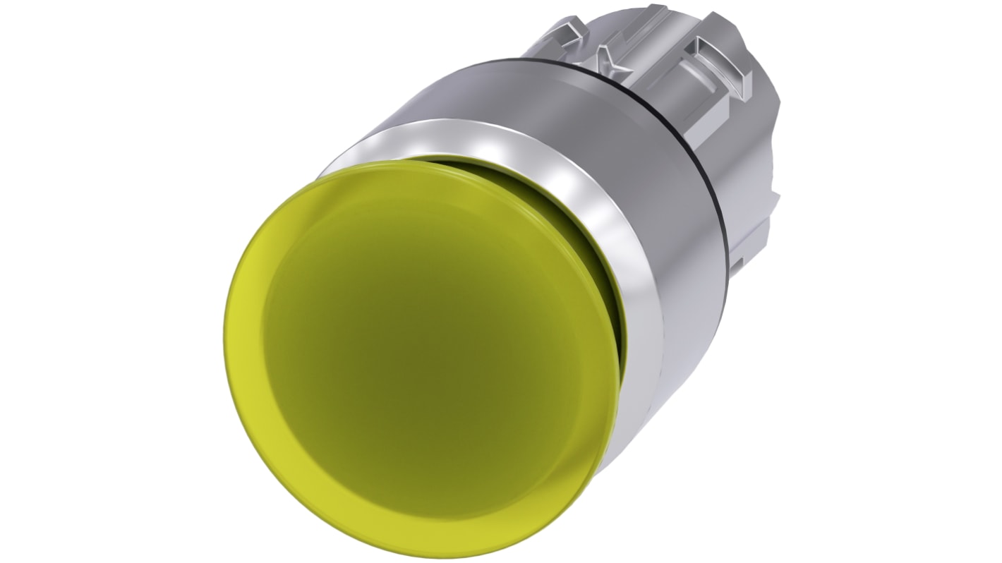 Siemens 黄色圆形按钮头, Φ22mm开孔, Φ30mm按钮, 闭锁, IP66, IP67, IP69K, SIRIUS ACT 3SU10系列