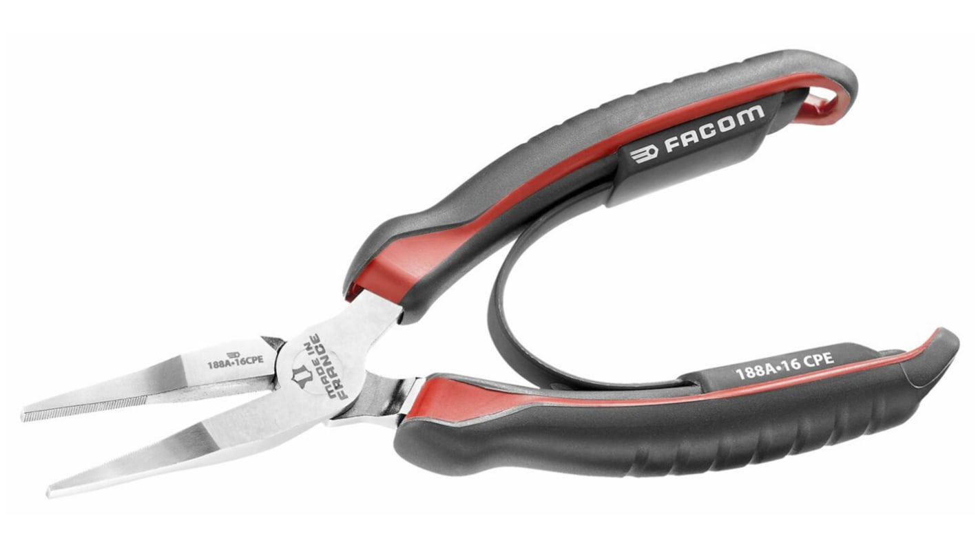 Facom Flat Nose Pliers, 160 mm Overall, Straight Tip