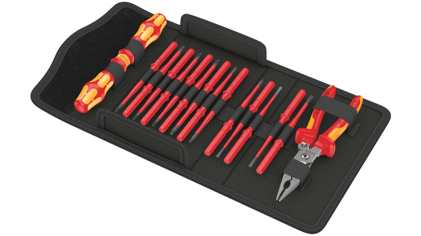 Wera Phillips; Pozidriv; Slotted; Torx Insulated Screwdriver Set, 17-Piece