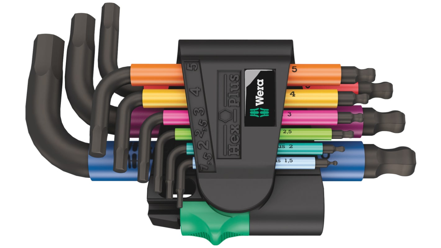 Wera 9 piece L Shape Metric Hex Key Set, 1.5 → 10mm