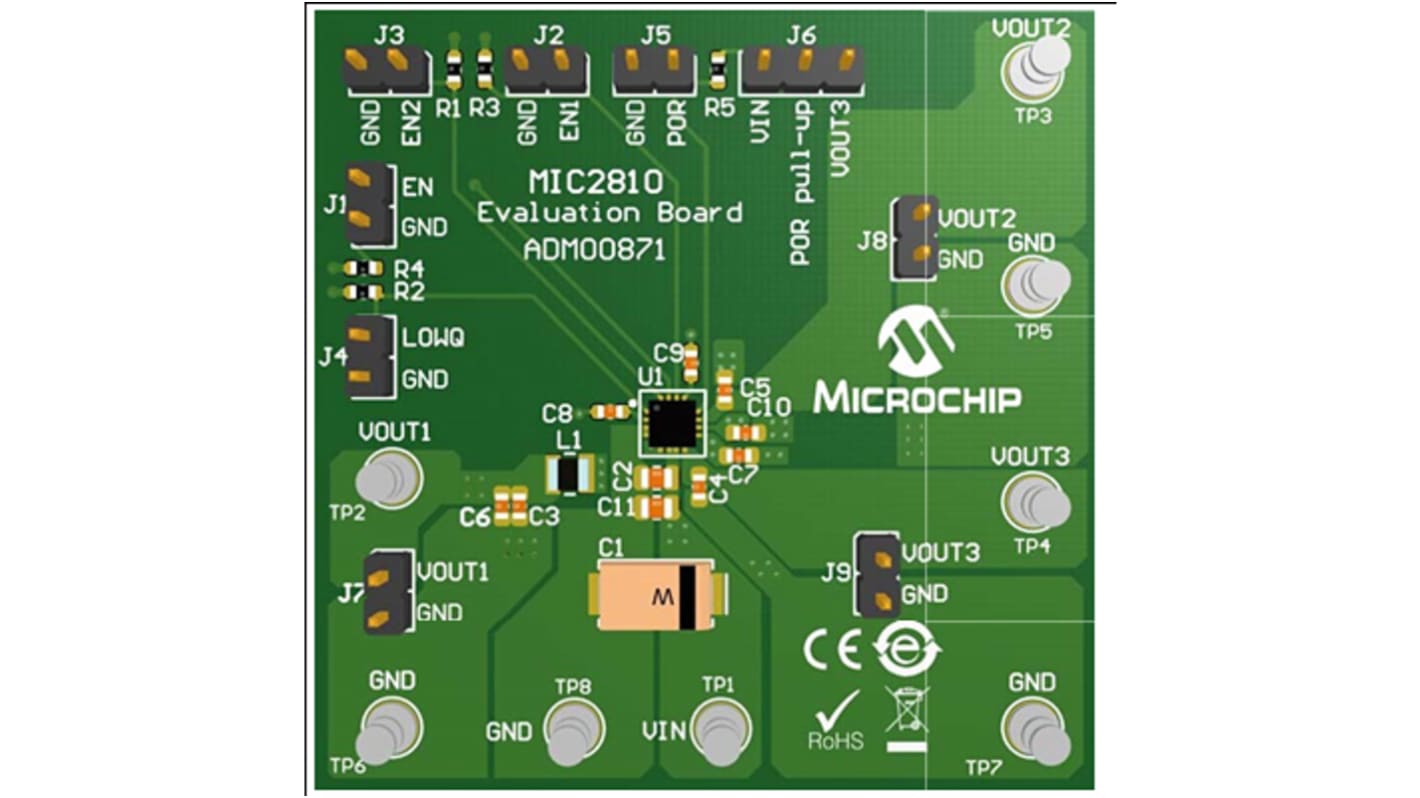 マイクロチップ,  電源IC 開発キット, 評価ボード, MIC2810 PMIC 用, ADM00871