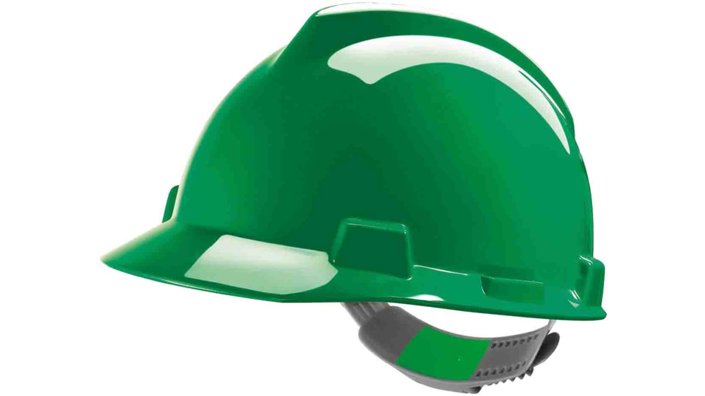 MSA Safety V-Gard Green Safety Helmet, Adjustable