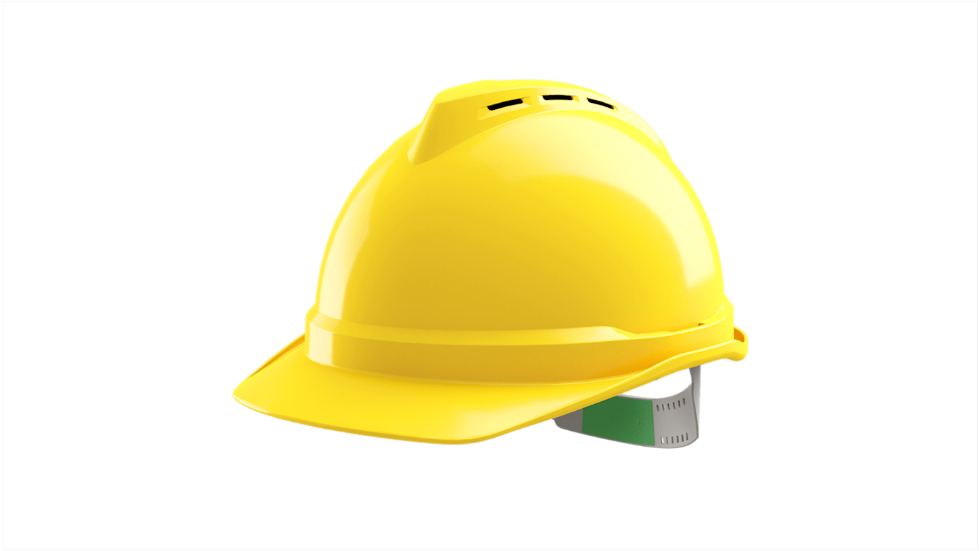 MSA Safety V-Gard 500 Yellow Safety Helmet, Adjustable, Ventilated
