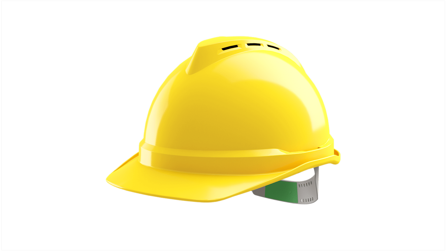 MSA Safety V-Gard 500 Yellow Safety Helmet , Adjustable, Ventilated