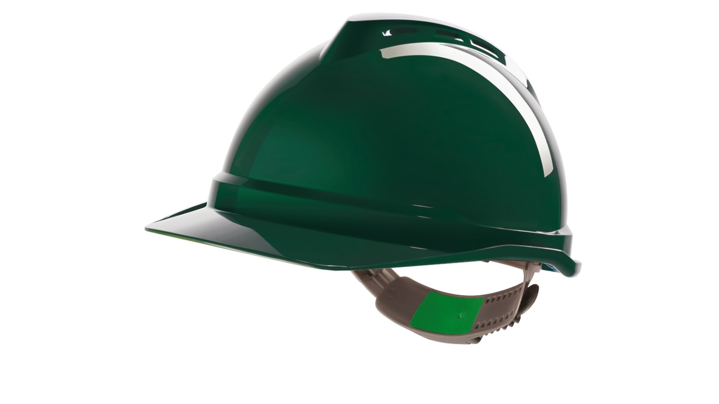 MSA Safety V-Gard 500 Green Safety Helmet , Adjustable, Ventilated