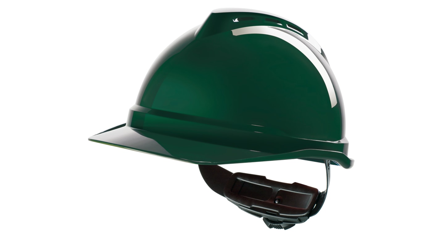 MSA Safety V-Gard 500 Green Safety Helmet , Adjustable, Ventilated