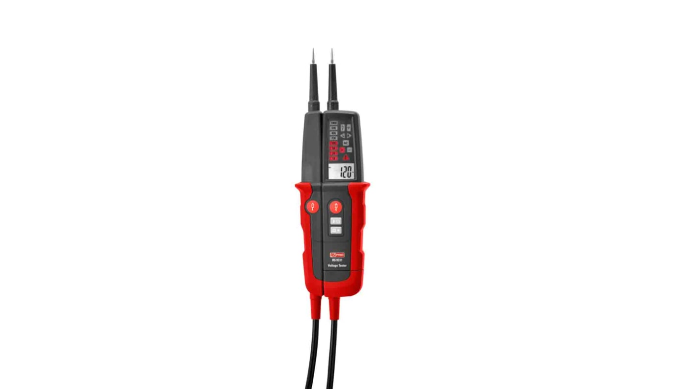 RS PRO, LCD Voltage tester, 1000V ac/dc, Battery Powered, CAT III 1000V