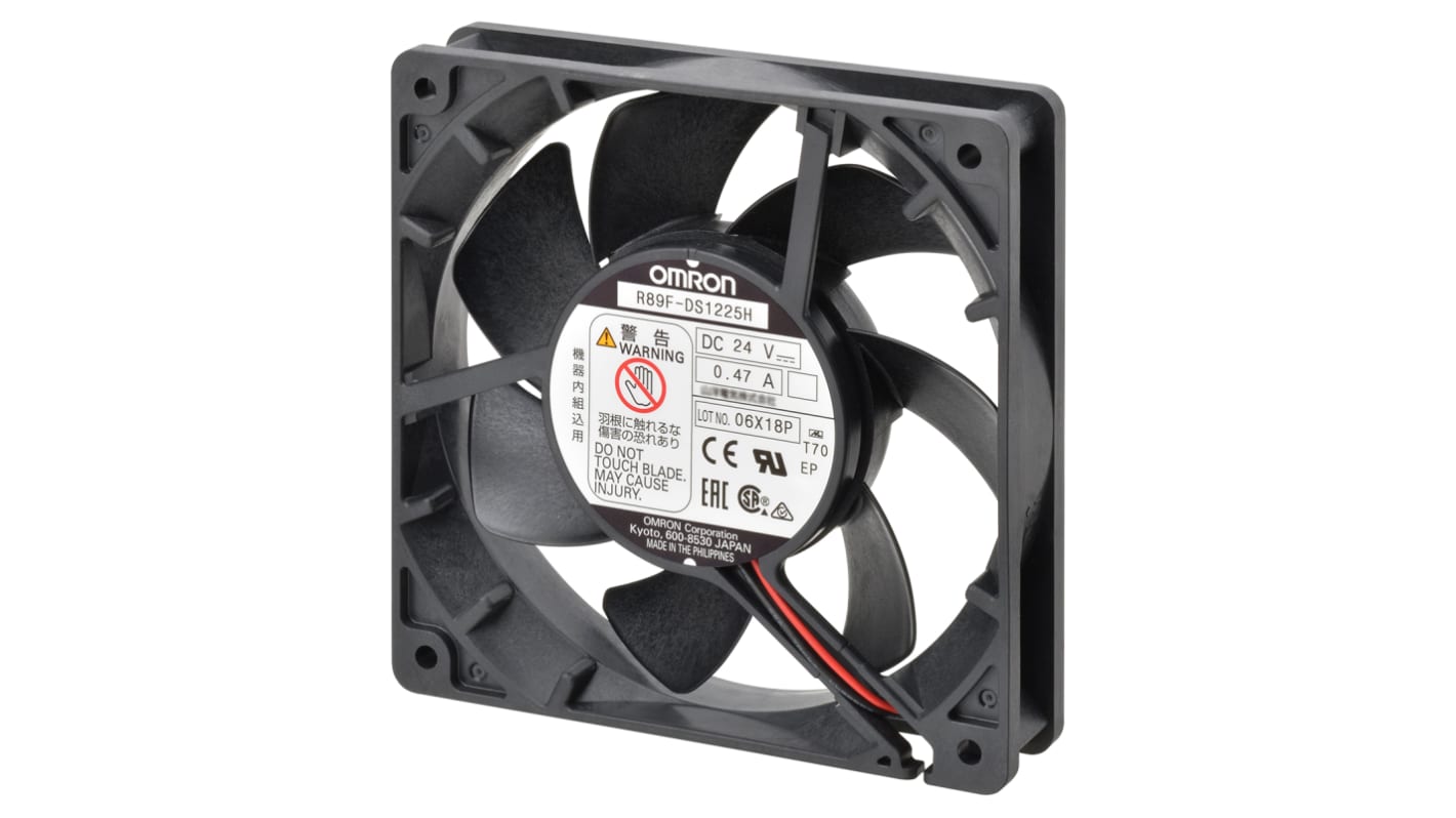 Omron R89F Series Axial Fan, 24 V dc, DC Operation, 2.1m³/min, 2.64W, 110mA Max, 120 x 120 x 38mm