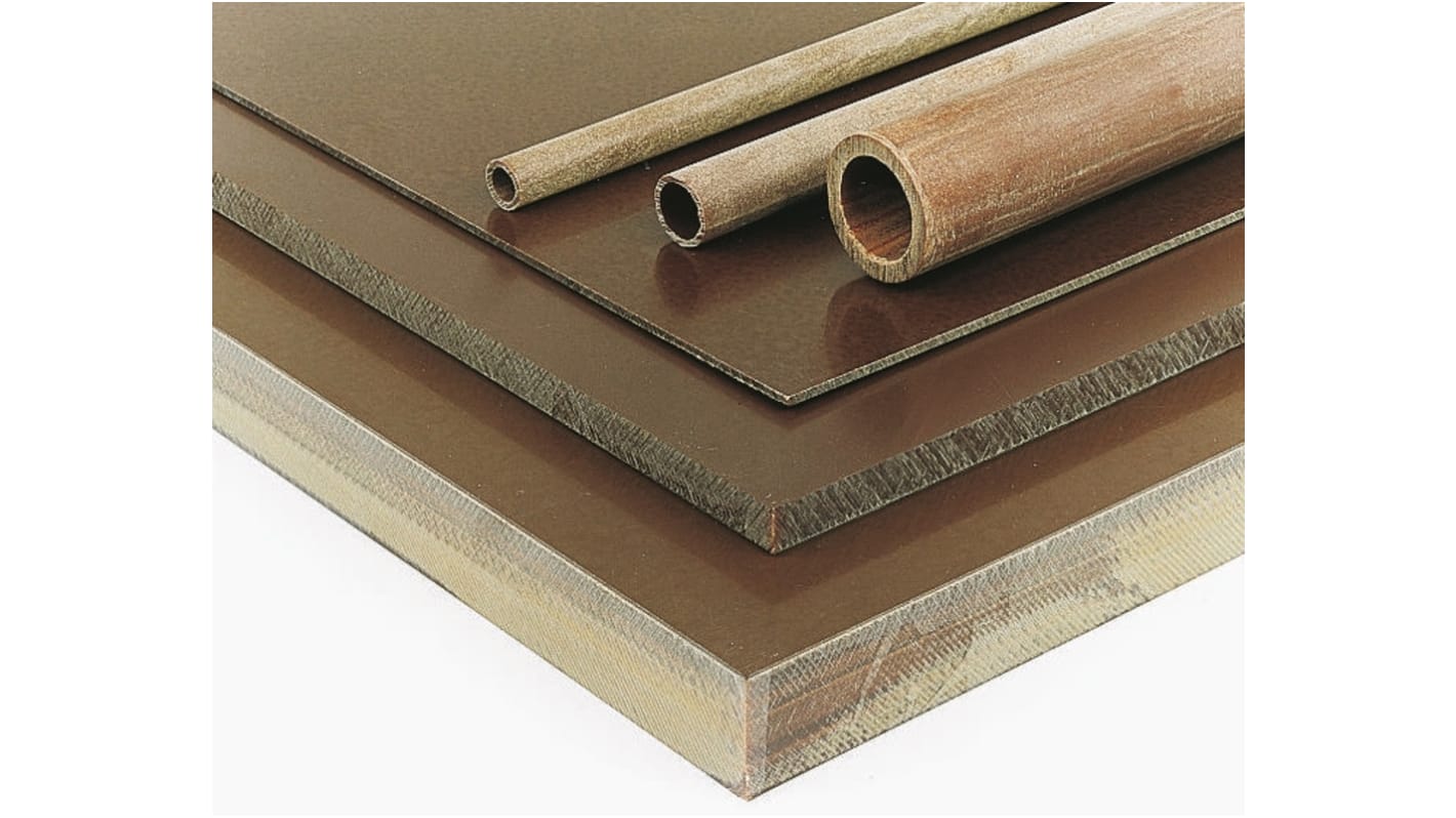 Tufnol Brown Plastic Sheet, 590mm x 285mm x 4mm, Phenolic Resin, Kraft Paper