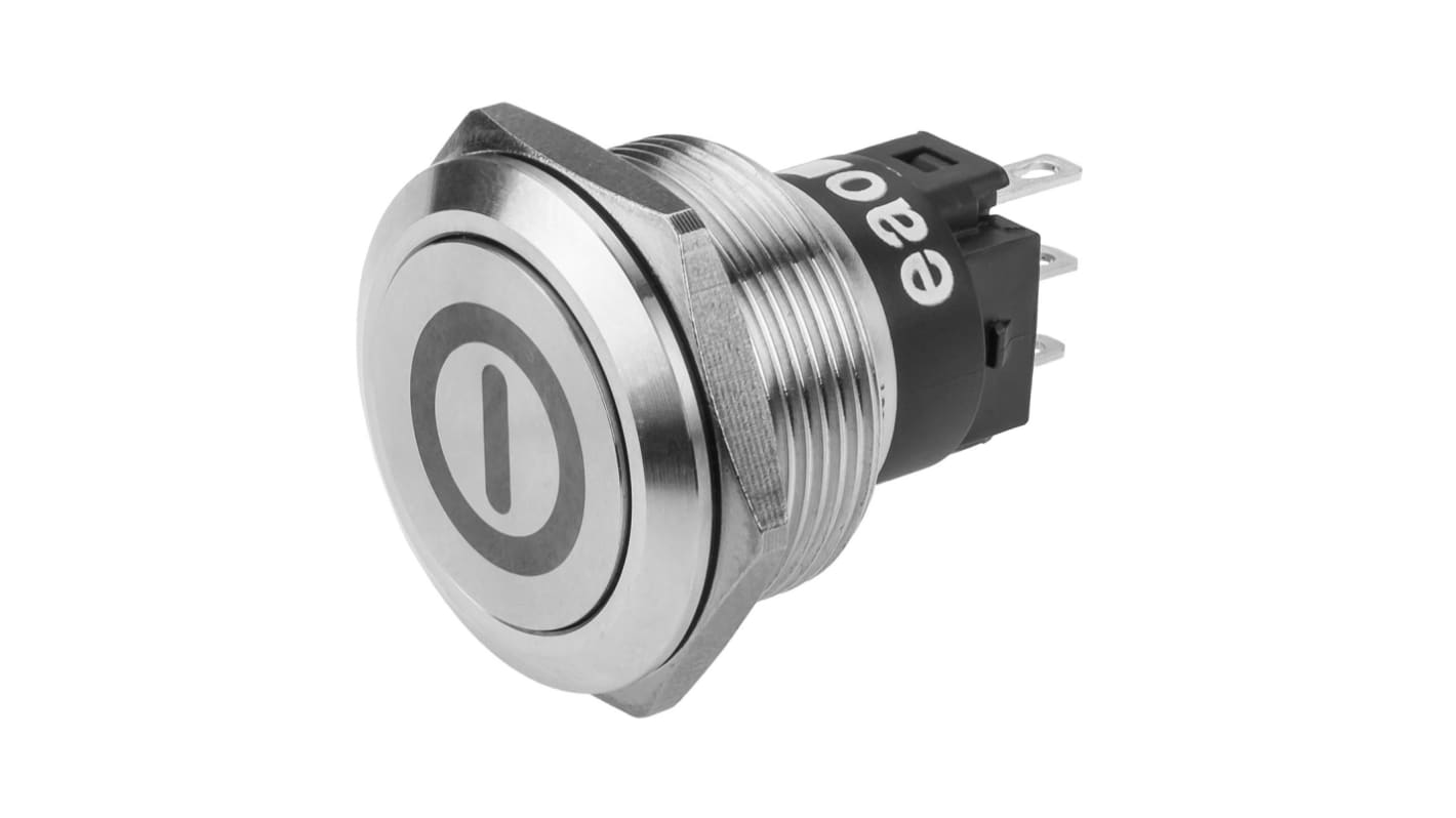 EAO 82 Series Push Button Switch, Latching, Panel Mount, 22.3mm Cutout, SPDT, 240V, IP65, IP67