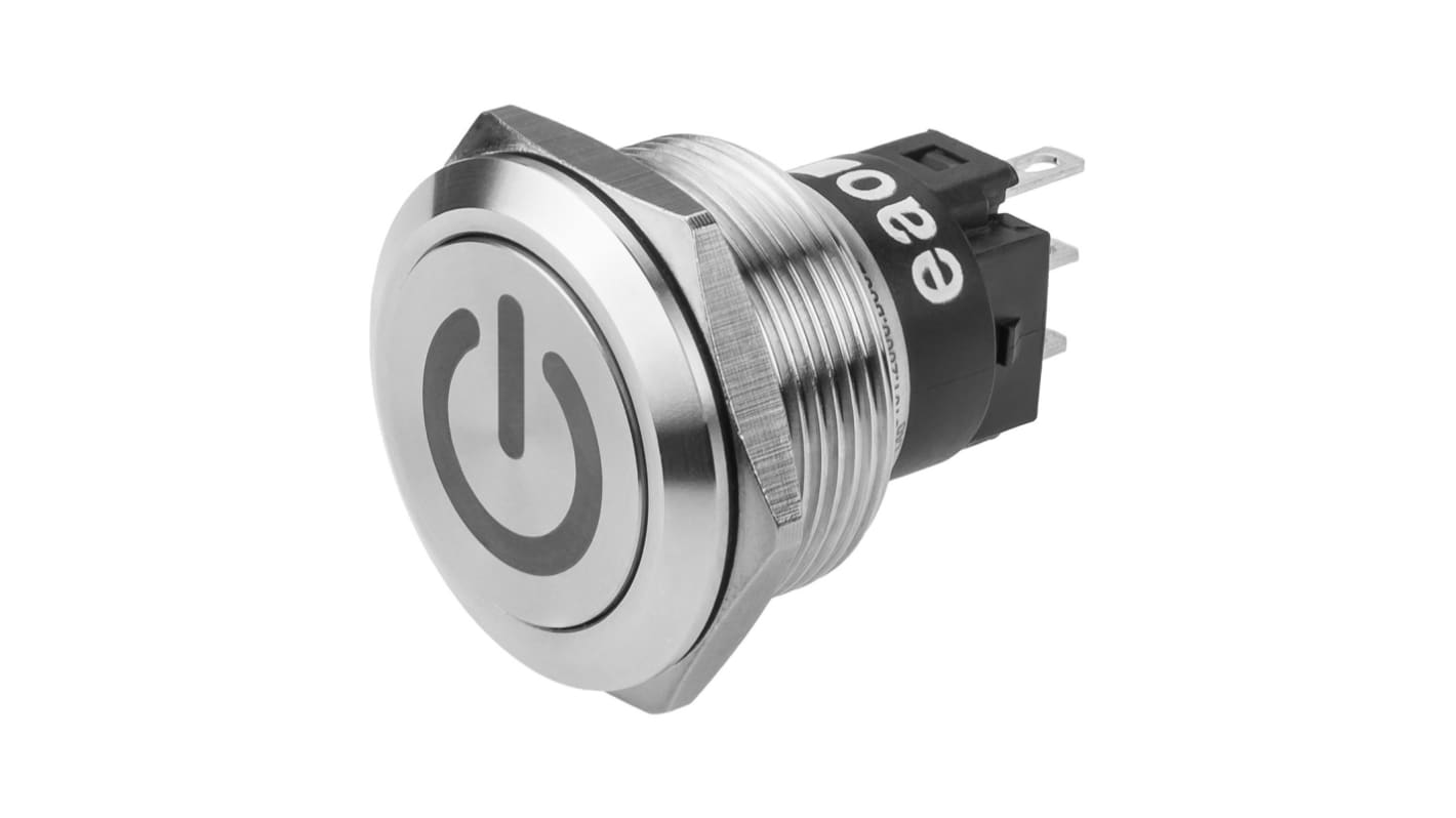 EAO 82 Series Push Button Switch, Latching, Panel Mount, 22.3mm Cutout, SPDT, 240V, IP65, IP67