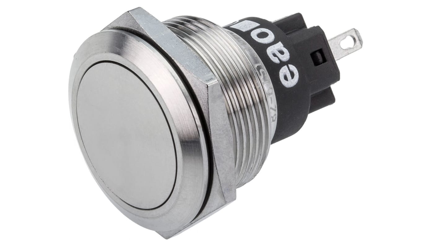EAO 82 Series Push Button Switch, Momentary, Panel Mount, 22.3mm Cutout, SPDT, 240V, IP65, IP67