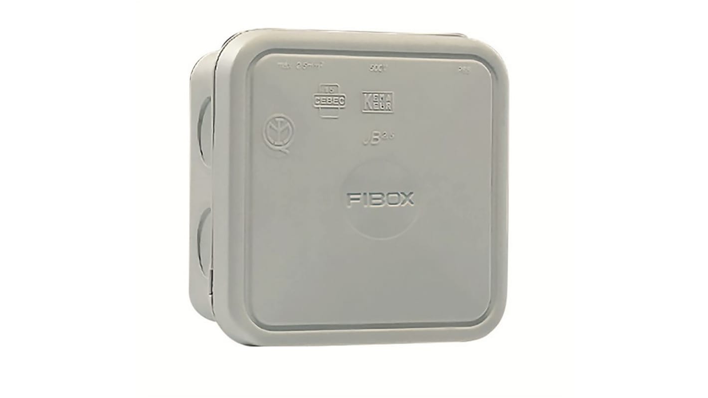 Fibox Light Grey Polypropylene Junction Box, IP65, 90 x 90 x 49mm