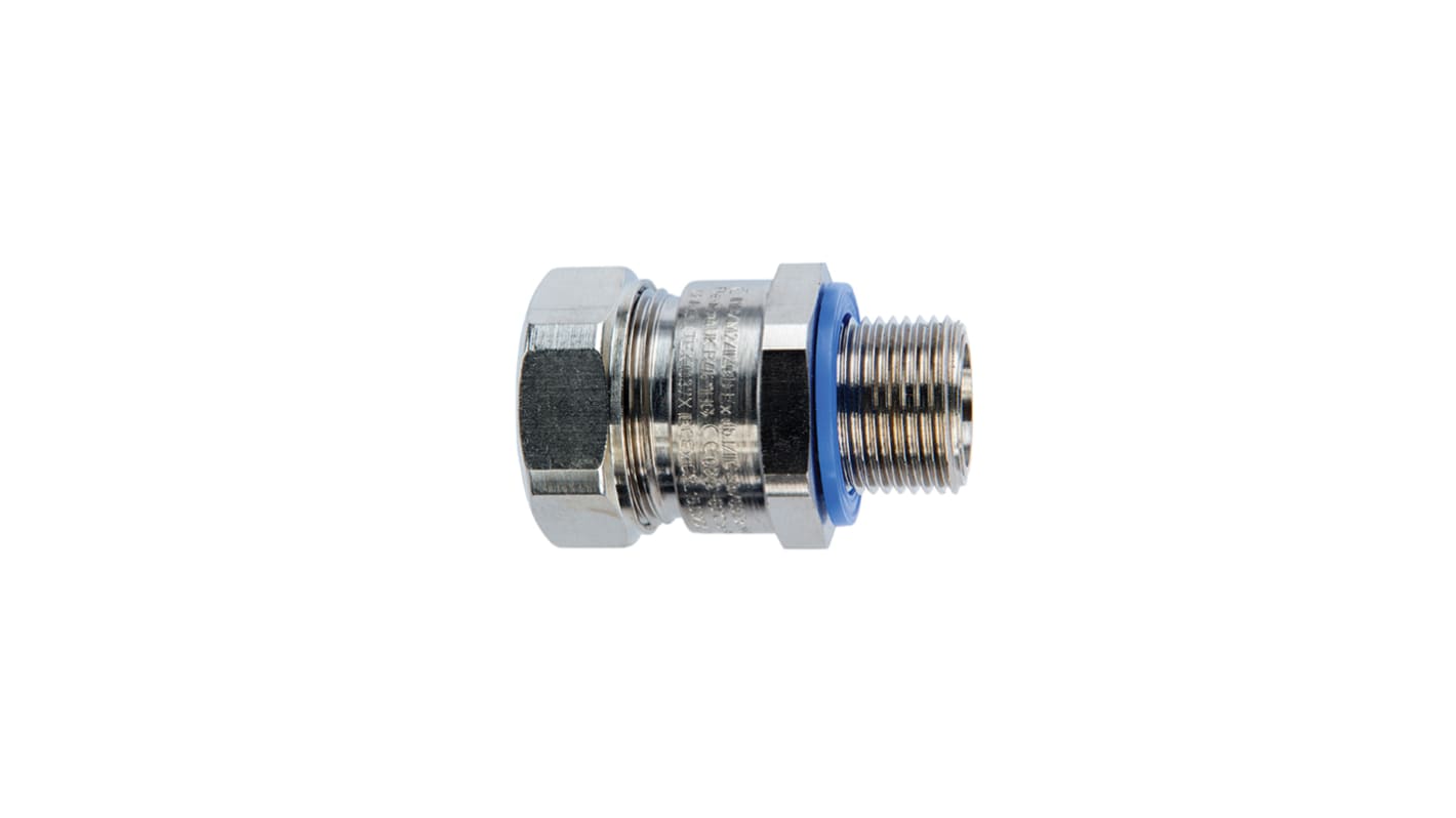 Raccordo per cavi Flexicon LTP20-M20-EXD LTP EXD, Raccordo con filettatura esterna fissa in Ottone Nickelato, Argento,