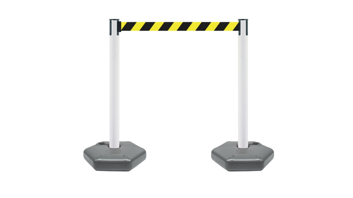 Tensator Black, White, Yellow Plastic Retractable Barrier, 3.65m, Yellow/Black Tape