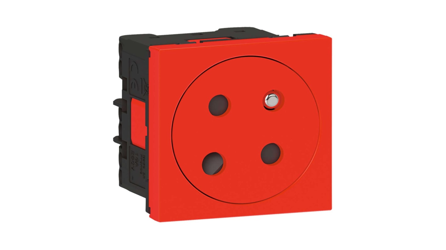 Legrand Mosaic Red 1 Gang Plug Socket, 16A, Indoor Use
