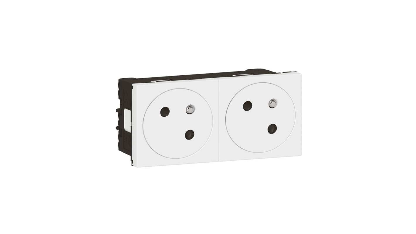 Toma eléctrica Legrand, Blanco, 2 Módulos, Plástico, sin interruptor Interior, 16A, IP40 250 V