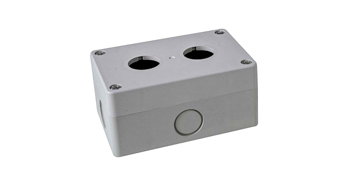 RS PRO Grey ABS Push Button Enclosure - 2 Hole 22mm Diameter