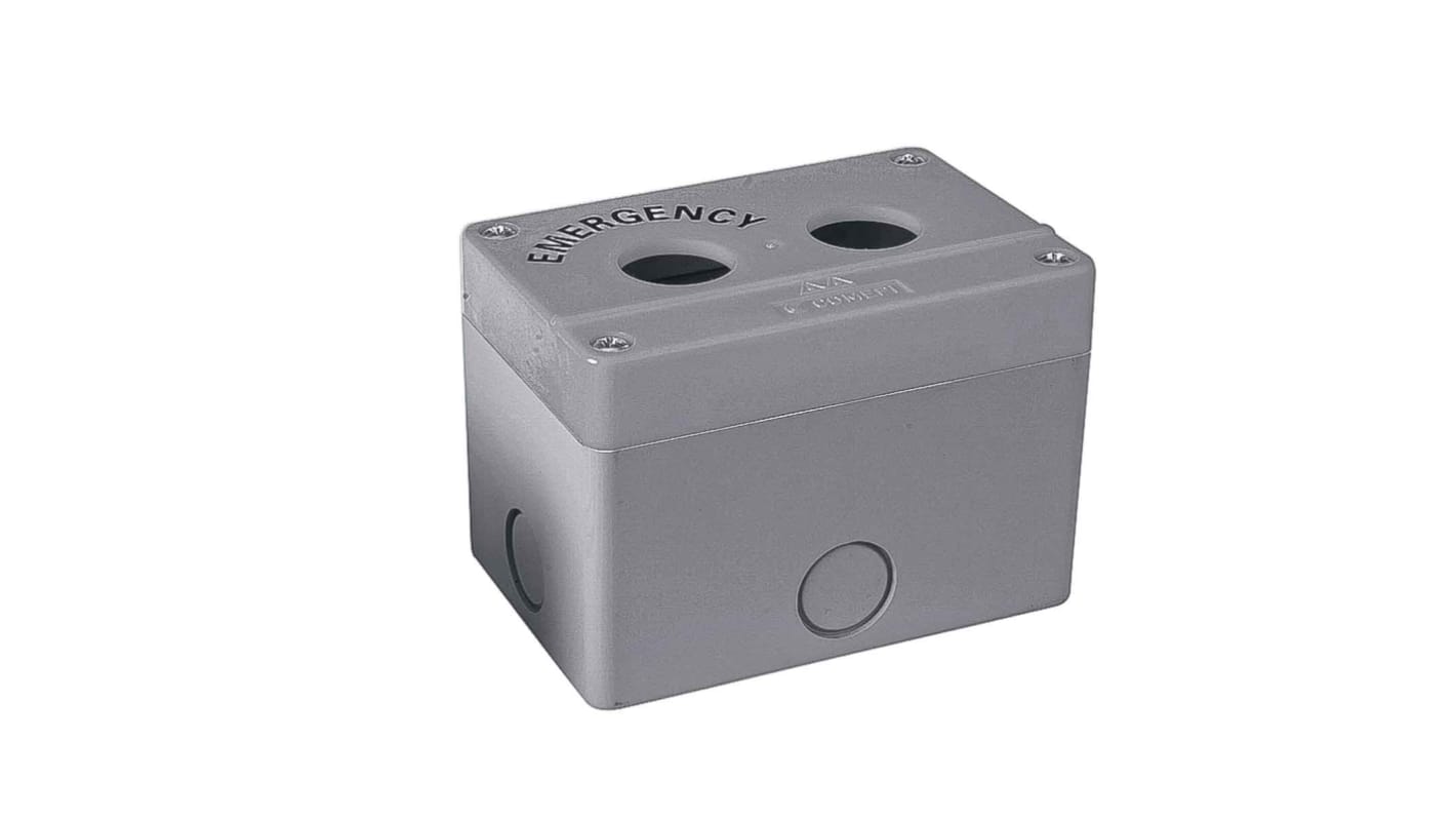 RS PRO Grey ABS Push Button Enclosure - 2 Hole 22mm Diameter