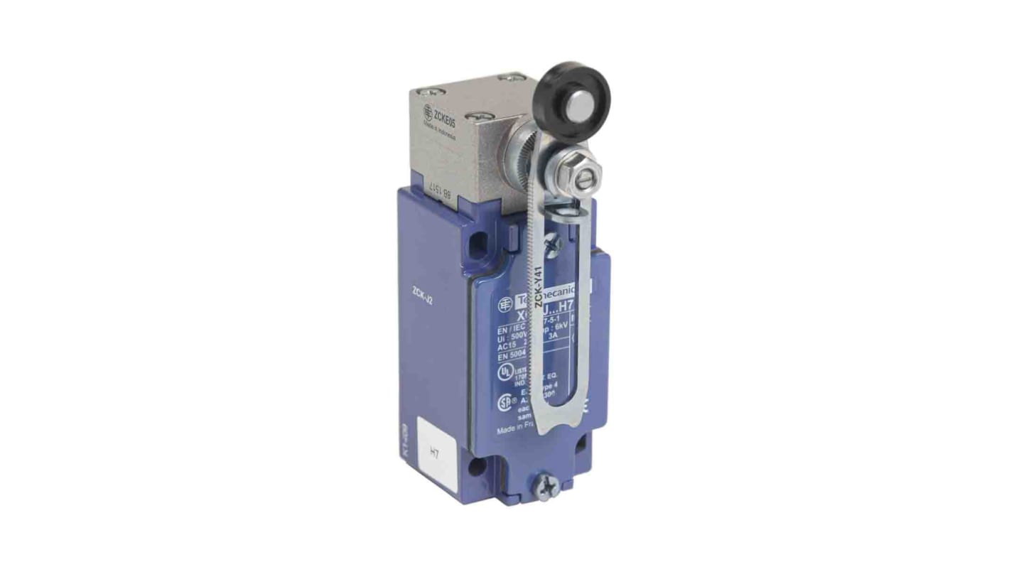 Telemecanique Sensors XCKJ Series Spring Return Limit Switch, 1CO, IP66, 2P, Zamak Zinc Alloy Housing, 240V ac Max, 3A
