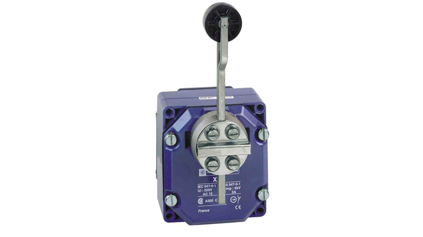 Telemecanique Sensors XCR Series Roller Lever Limit Switch, 2NO/2NC, IP54, DPST, Zinc Alloy Housing, 240V ac Max, 3A Max