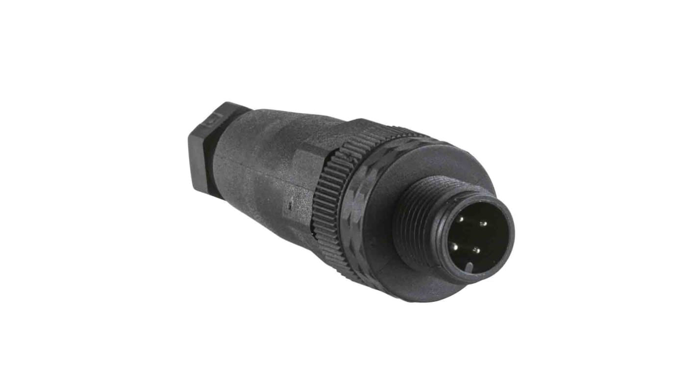 Telemecanique Sensors Circular Connector, 4 Contacts, Cable Mount, M12 Connector, Plug, Male, IP67, XZCC Series