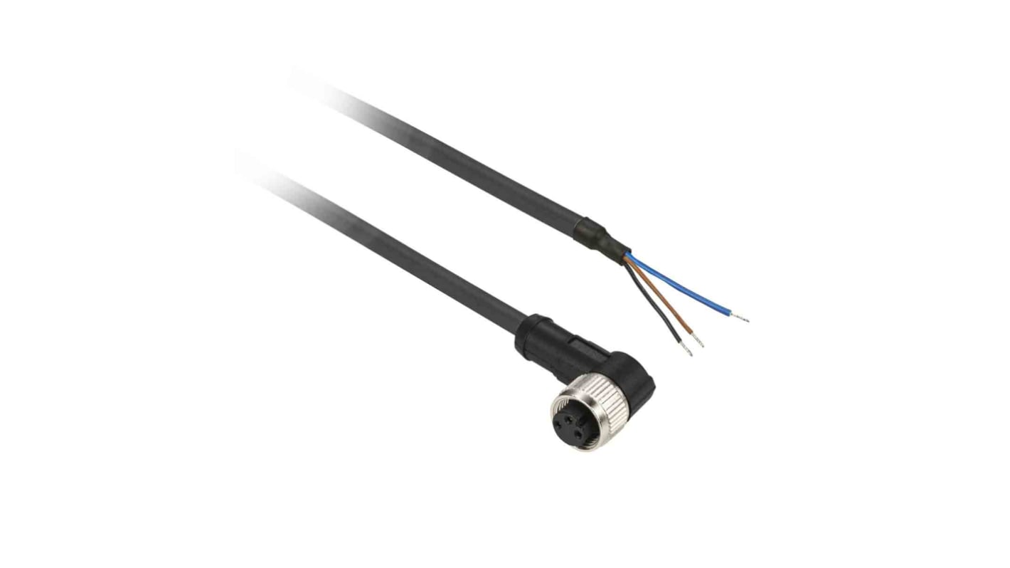 Telemecanique Sensors Right Angle Female 3 way M8 to Unterminated Sensor Actuator Cable, 2m