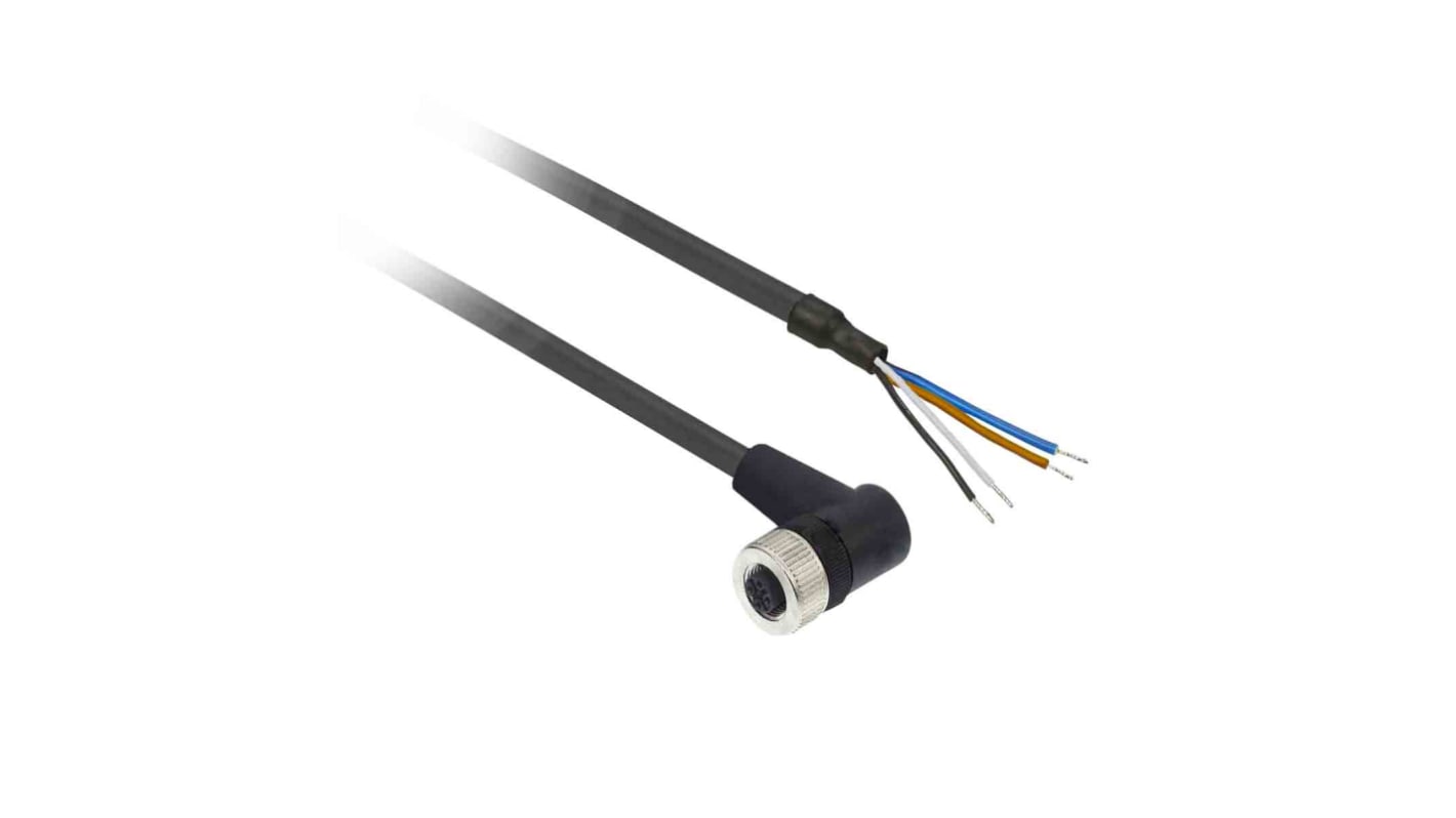 Telemecanique Sensors Right Angle Female 4 way M12 to Unterminated Sensor Actuator Cable, 25m