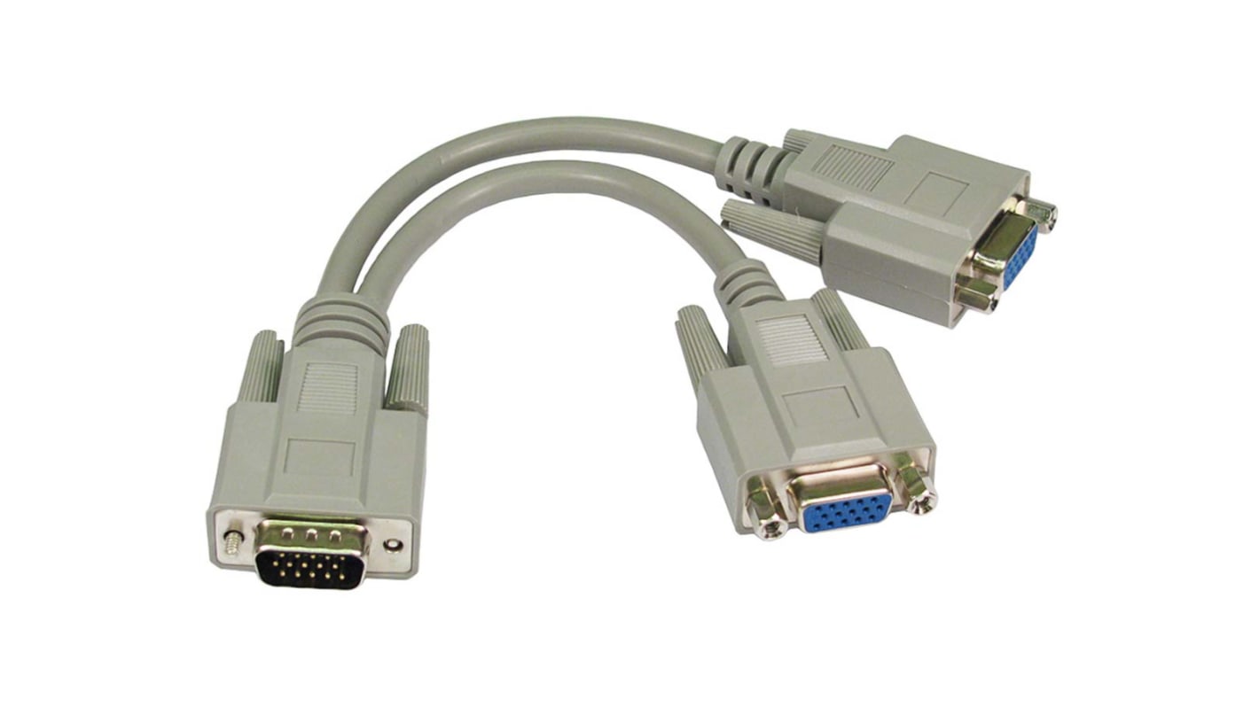 RS PRO Male VGA to Female VGA  Cable, 200mm Black